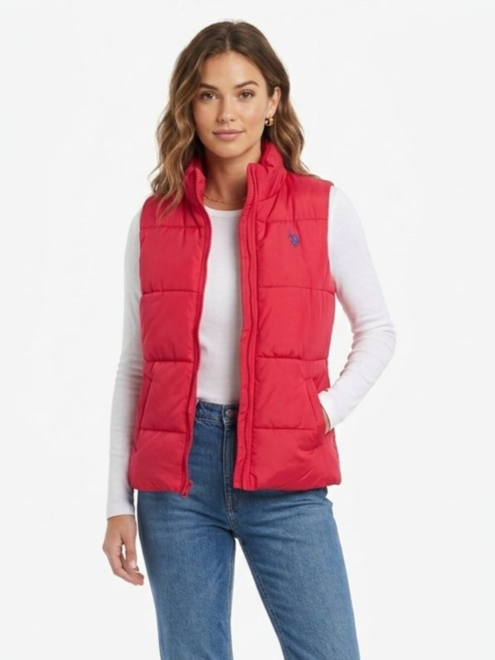 U.S. Polo Assn. Red Quilted Puffer Vest